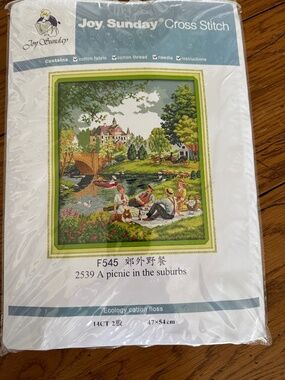 Picnic in Suburbs Joy Sunday Cross Stitch Kit 14 CT Aida NOT PRE-PRINTED